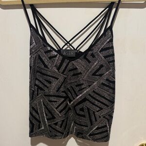 ASTR Black and Silver Strappy Camisole
